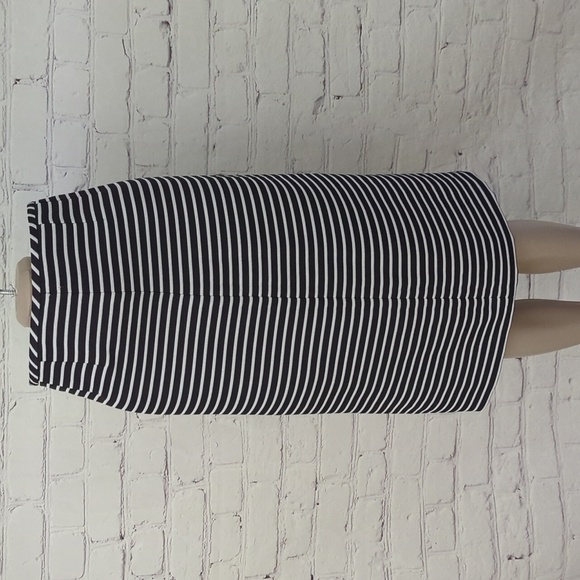 KASPER Black White Midi Striped Skirt sz 10 Career - Picture 1 of 5